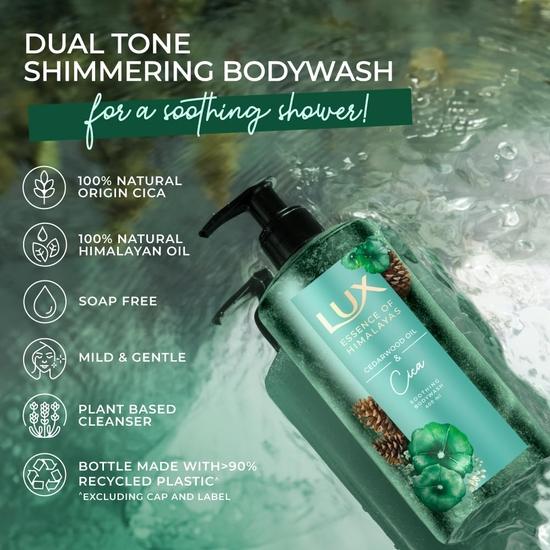 Lux Essence of Himalayas | Zedernholzöl & Cica|100% Natürliches Himalaya-Öl | Beruhigendes Duschgel 400 ml