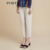 PORTS Women's Oatmeal Gray Slit-Hem Slim Casual Pants