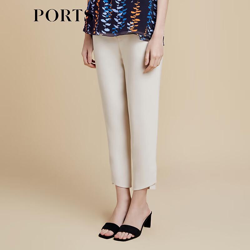 PORTS Women's Oatmeal Gray Slit-Hem Slim Casual Pants