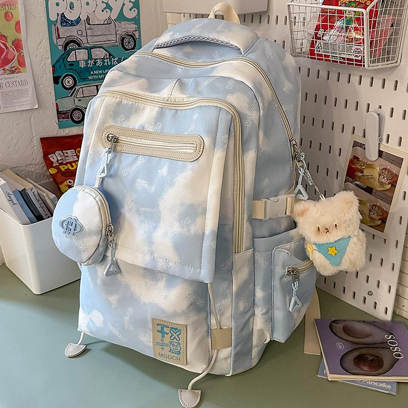 High Value, Fresh and Sweet Tie-dye Contrasting Backpack, Female Junior High School Student Large-capacity Backpack