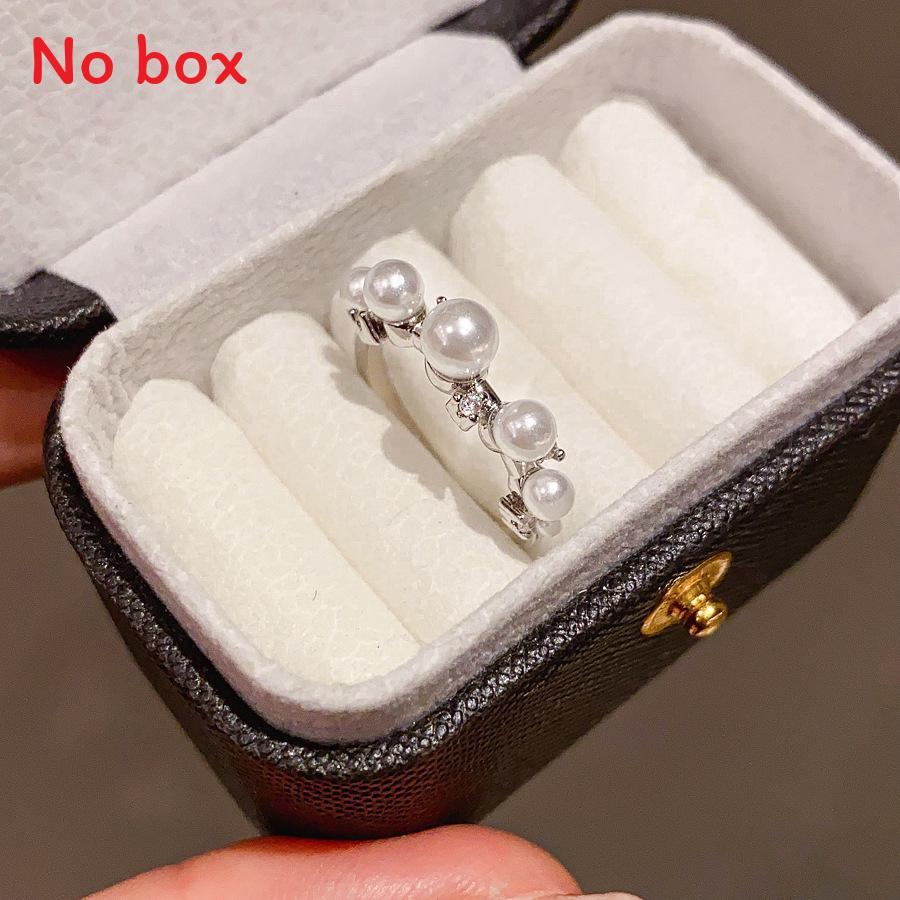 Zircon Threelayer Pearl Open Ring For Women Geometric Style Elegant Jewelry