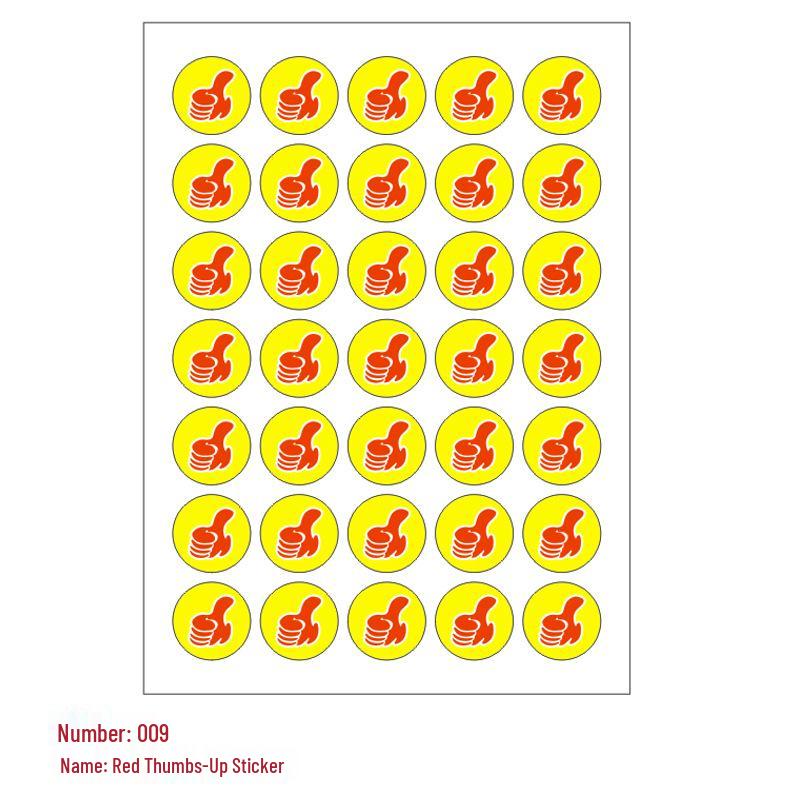 Children's Reward Stickers: Self-Adhesive, Red Flower, Thumbs Up, Smiley Face, Cartoon Designs for Primary School and Kindergarten.