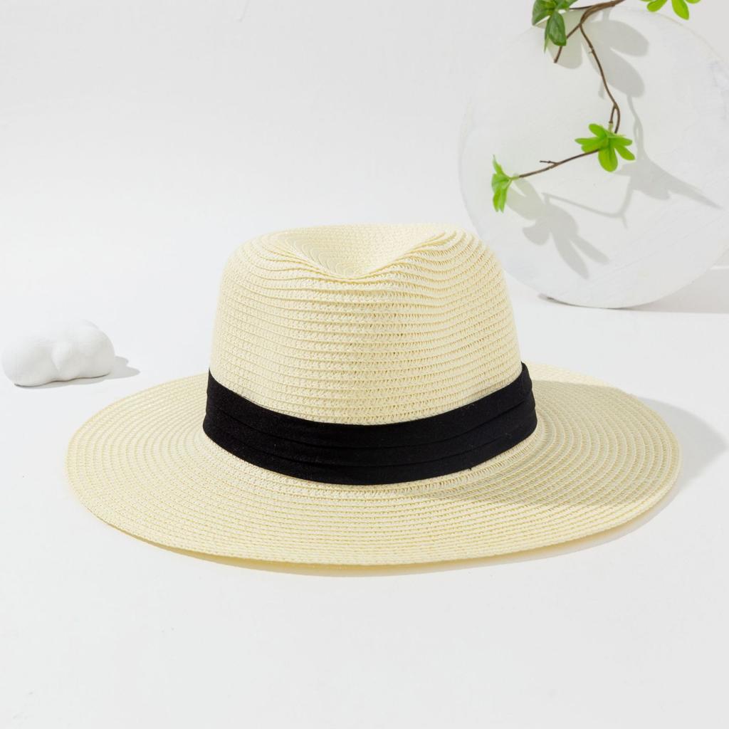 Straw hat women's summer sun protection sun hat beach seaside vacation sun hat wide brim straw hat men