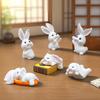 8 Pièces Accessoires de Jardin Féerique Lapin Figurine Lapin Blanc en Résine Miniature Figures d'Animaux Lapin pour Remplissage d'Œufs de Pâques Printemps Fournitures de Fête