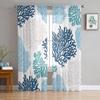 Blue Marine Coral Sheer Curtains for Living Room Decoration Window Curtains for Kitchen Tulle Voile Organza Curtains