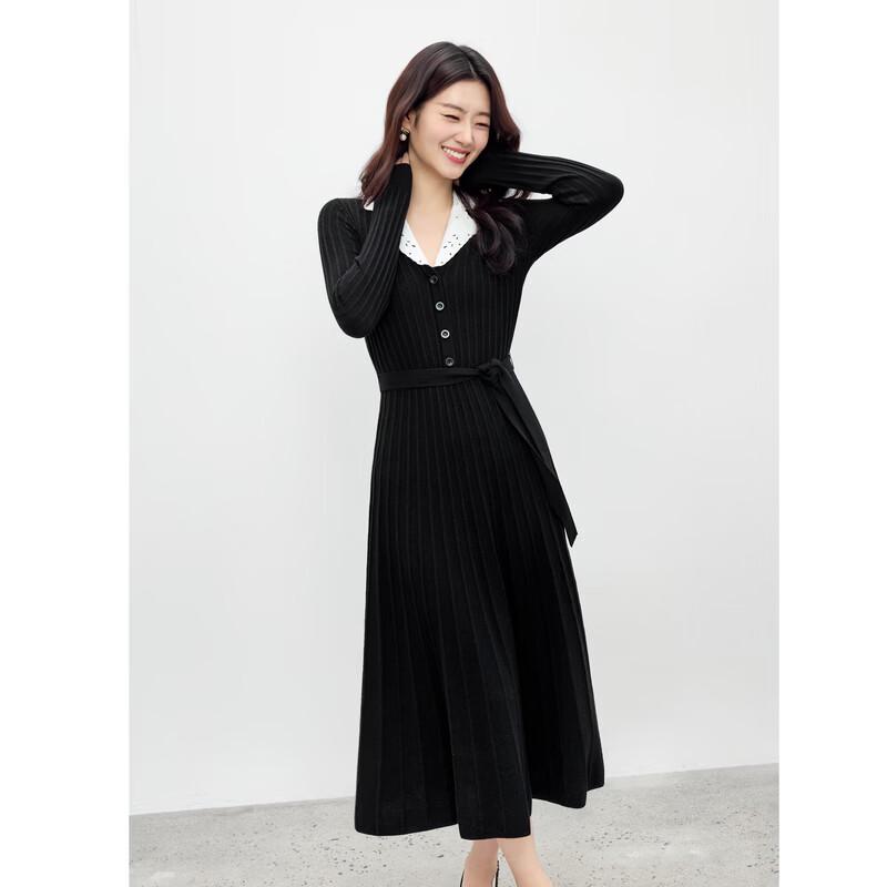 

Women s Elegant Vertical Stripe A-Line Midi Dress S