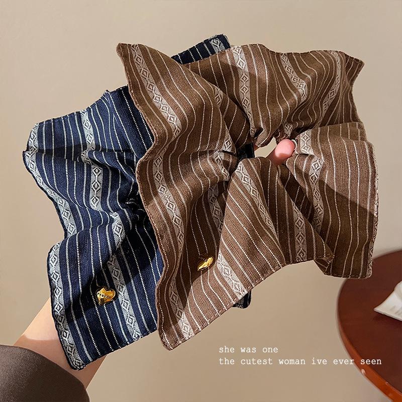 Vintage gestreifter Damen-Quadrat-Schal Haargummi mit einzigartigem Design