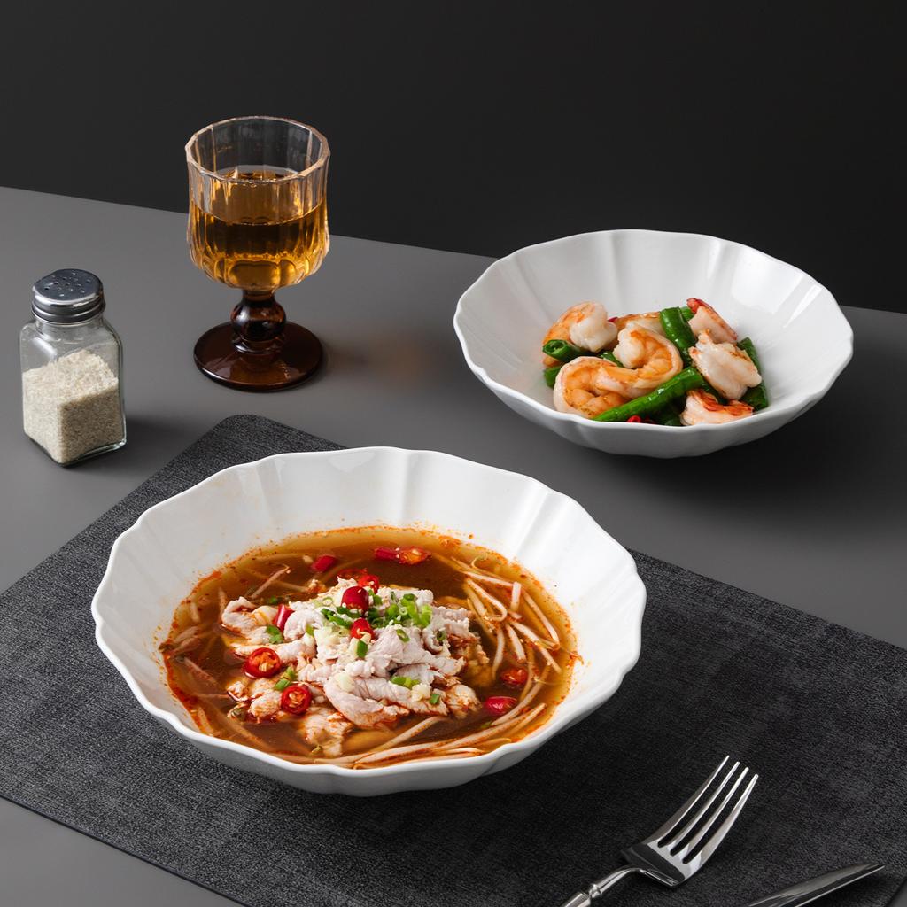 High-Value Soup Plate Hotel Creative Large Ceramic Bowl Home Household Dessert Bowl Japanese Ramen Bowl Fruit Salad Bowl