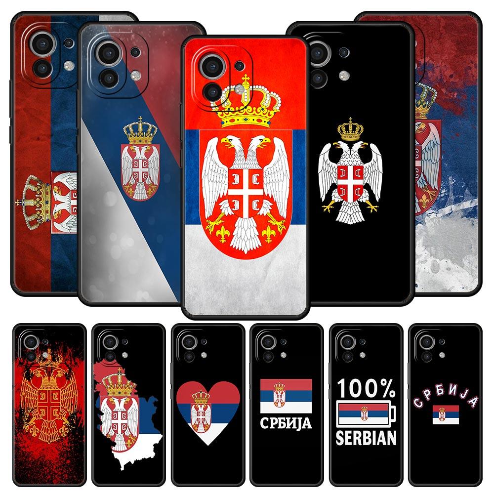 Serbien Flagge Handyhülle Für Xiaomi Mi 15 14 Pro 13 12 11 Lite 5G 10T 11T 12T 13T 14T Poco X6 X5 X4 X3 NFC F3 F4 GT Schwarze Hülle
