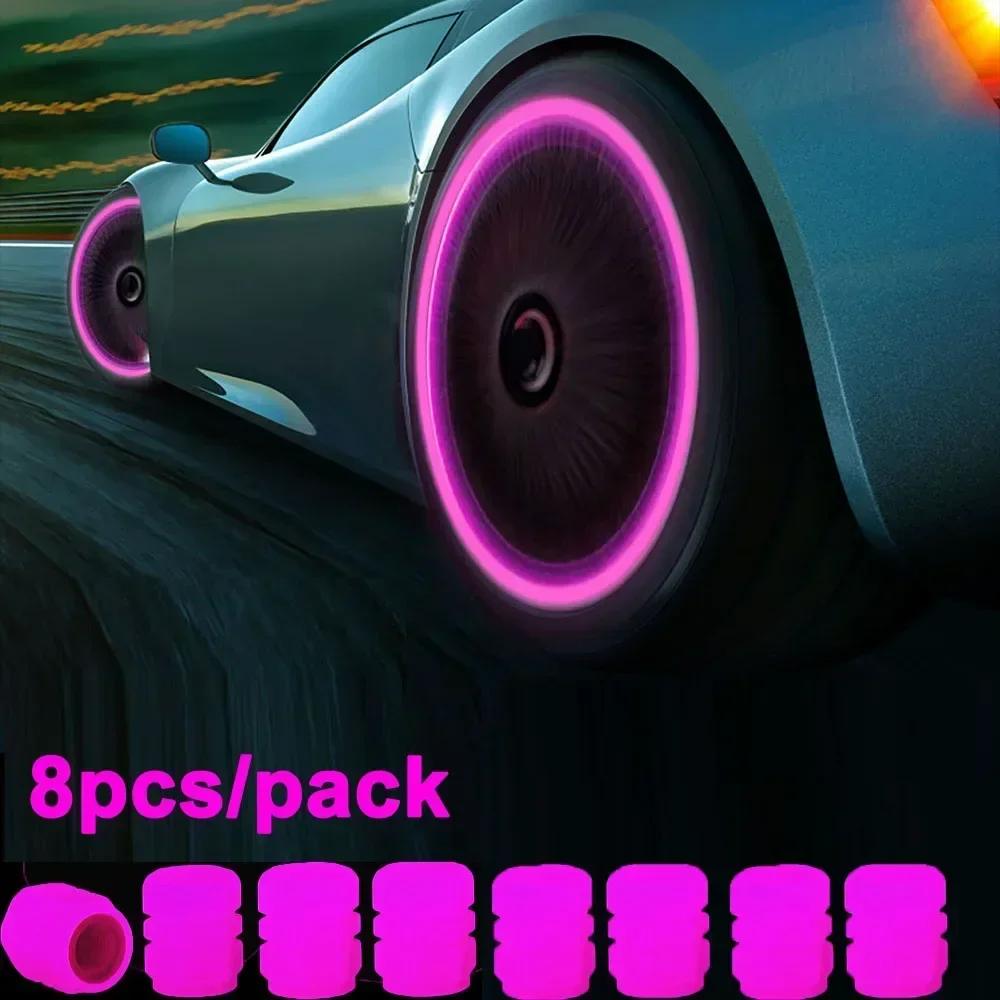 1/20pc Luminous Valve Caps Fluorescent Night Glowing Car Decor Universal Motorcycle Bicycle Dustproof Tyre Valve Decorative Stem