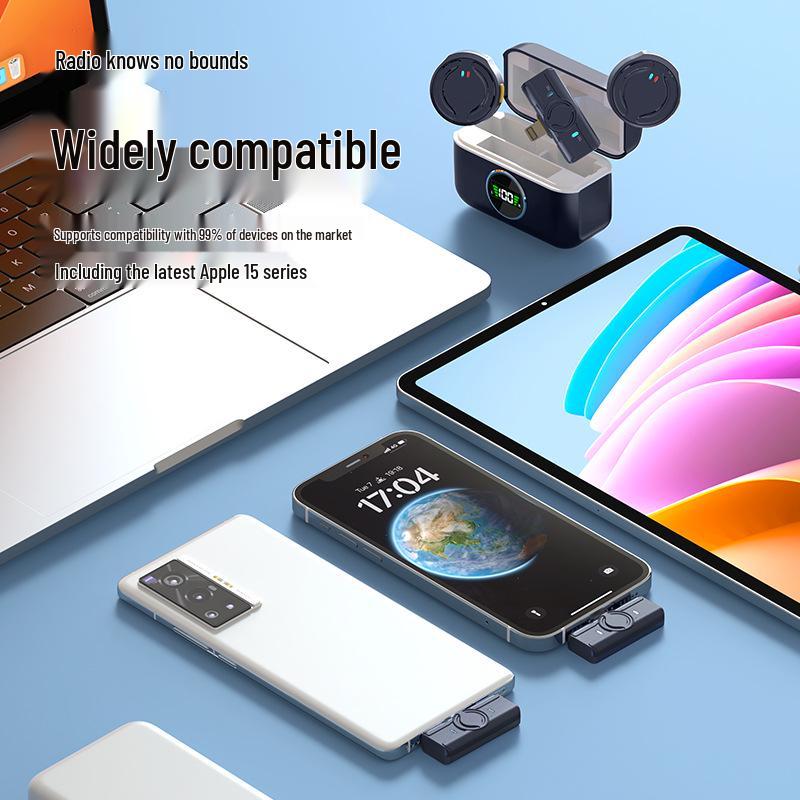 Q81 Wireless Lavalier Microphone with Charging Case - Dual Smart Noise Reduction for Douyin Live.