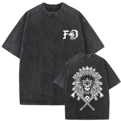 Fashion Vintage Washed Forward Observations Group Battle Tribe From The Grave Pull Over Print T-shirts Skeleton Bigsize