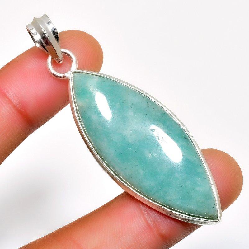 

Ювелирный кулон ручной работы с амазонитом 925 пробы, посеребренный, 2,27 дюйма 2.27 синий