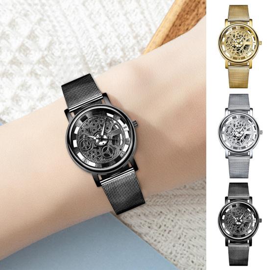 

Часы унисекс, механические часы с полой имитацией, сплошной цвет, роскошные роскошные часы из нержавеющей стали с точным временем, круглый циферблат, регулируемый винтажный бизнес-подарок, часы для пары