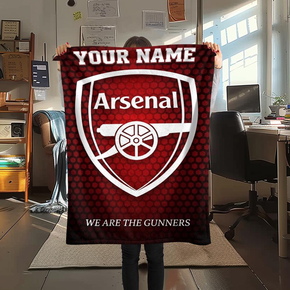 1PC Custom Name Arsenal Patterned Flannel Blanket Suitable For All Seasons for Home Decor Warmth and Comfort Gifts Holiday Present