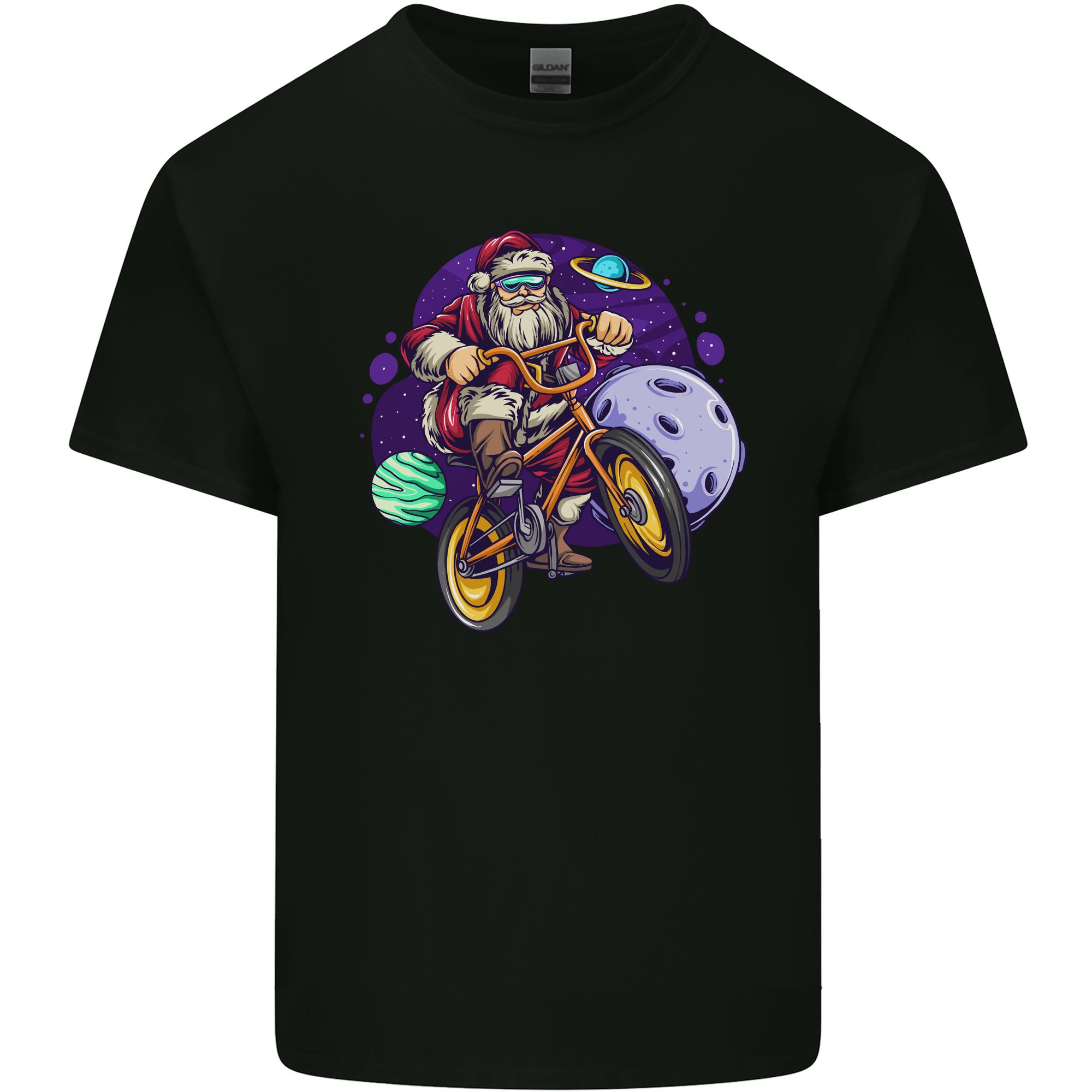 BMX Santa in Space Christmas Cycling Xmas Bike Unisexs Light Cotton TShirt S
