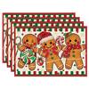 4PCS Christmas Placemats 30x45cm Linen Christmas Trees Snowflake Gnome Print Table Mats 2025 Xmas Table Pads For Home Hotel