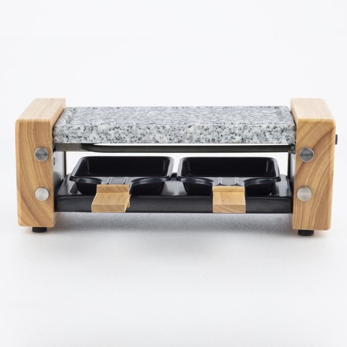 Appareil a raclette HKoeNIG - WOD2 - Jusqu'a 2 personnes - Pierre a cuire - Design Bois - 350W
