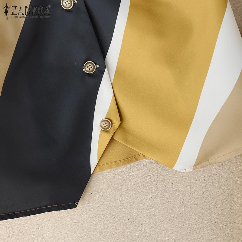 ZANZEA Women Short Sleeve Print Blouse and Shorts Summer Two Piece Suit Sets