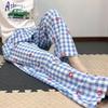 Damen-Blumen-Baumwoll-Seiden-Pyjama - Große Größen, Sommer, Leicht, Für draußen, Gerades Bein, Lockerer Schnitt