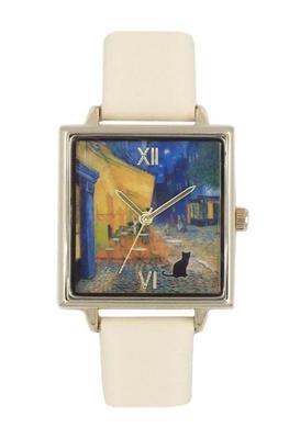 [Folgen] Katzenminze Katzenkunst Parodie Uhr N00725S-1 IV Damen Elfenbein