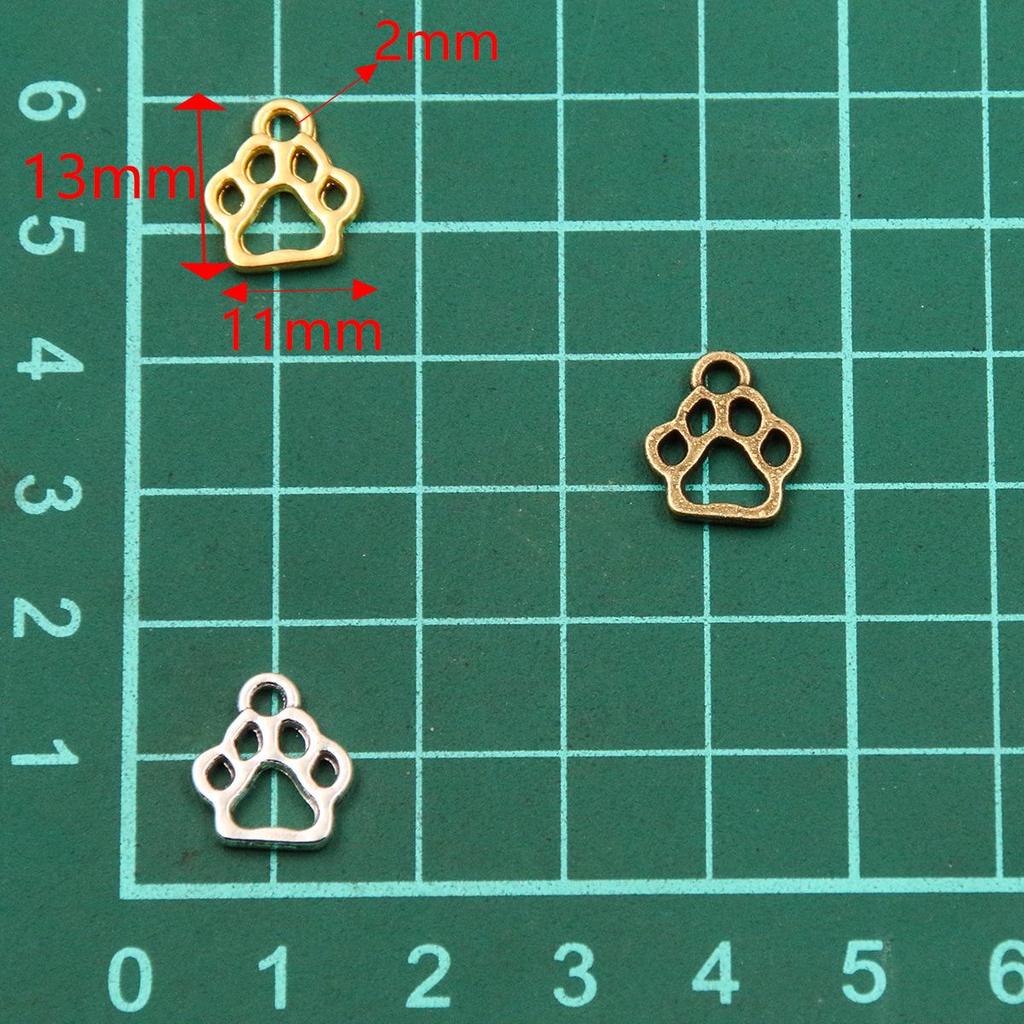 3 Colors 11x13mm Alloy Double-Sided Hollow Dog Paw Charms for DIY Jewelry