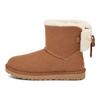 UGG Classic Double Bow Mini Warm Classic Mini Double Bow Plush Short Snow Boots Women Boots Chestnut 1127130-CHE