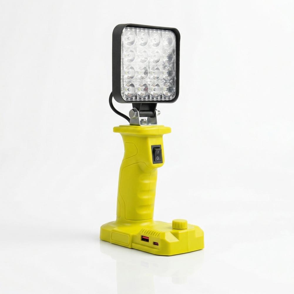 16LED 1500LM Work Light USB-C Fast Charging For P107 P108 P189 18V Battery Yellow ABS Flashlight Tool