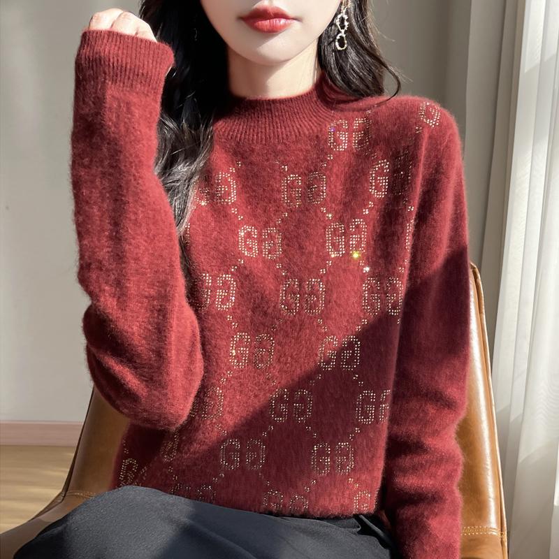 Damen Kaschmirpullover Qinghe Kaschmir 30% Kaschmir 70% Wolle Herbst- und Winterpullover warm und modisch