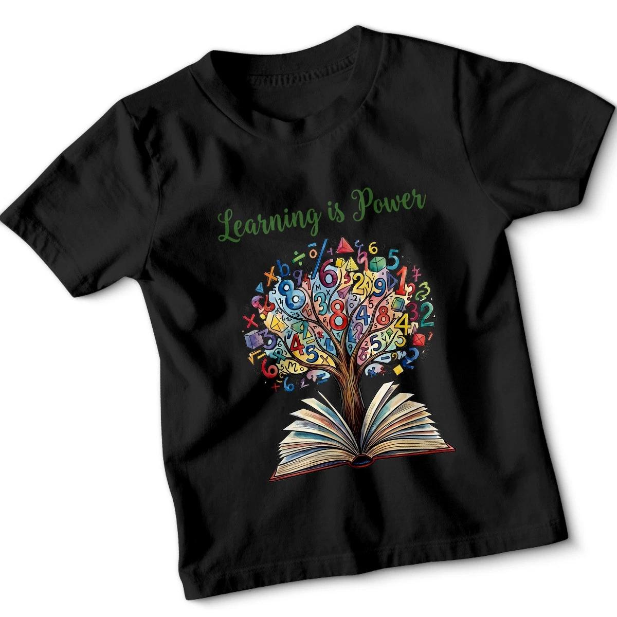 Learning Is Power Mathematics Education Kids T-shirt Book Tree Graphic S