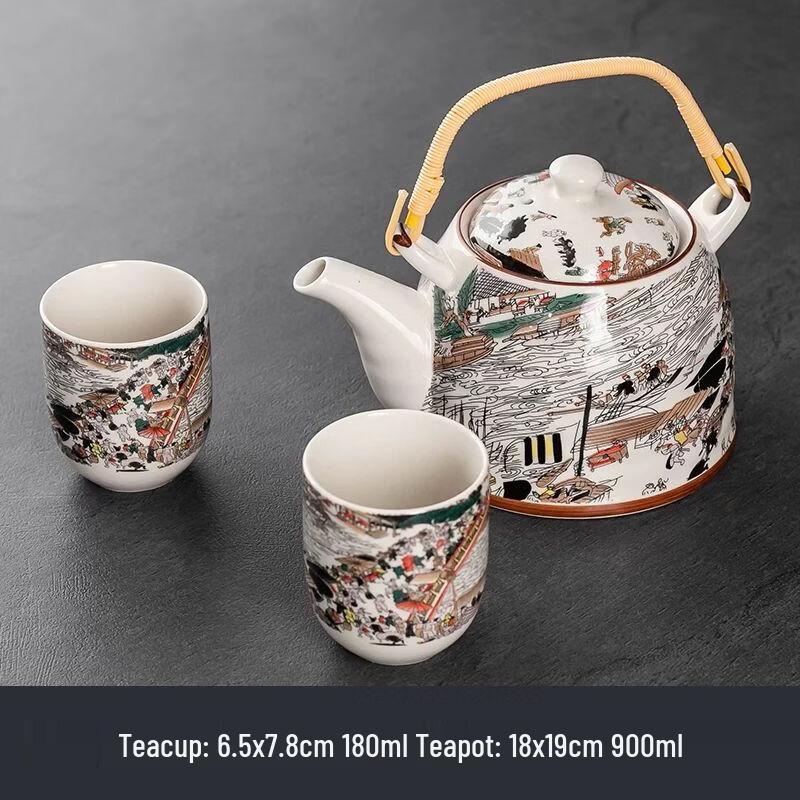 

Anmu Gold-Painted Ceramic Kung Fu Tea Set with Beam Pot