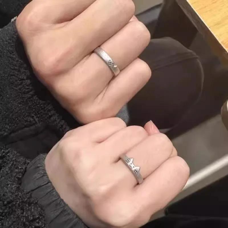 1/2pcs New Lovely Cat Dog Animal Couple Ring for Couple Handmade Opening Adjustable Rings Valentine's Day Rings Fashion Jewelry