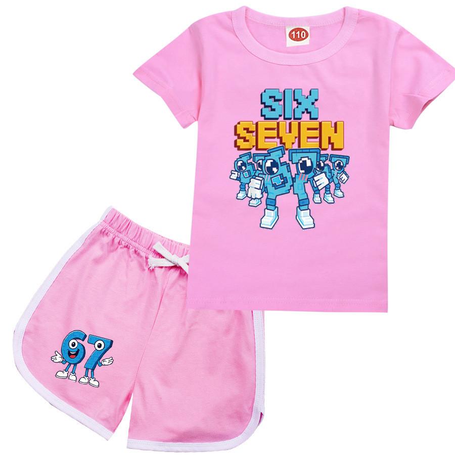 9193 Kids Steal a Brainrot 67 Top Shorts Sport Tracksuit Set