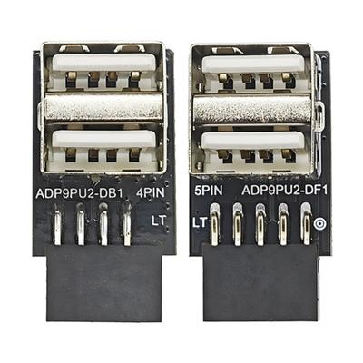 9-Pin auf 2-Port USB-Adapter-Anschluss PC Internes Motherboard 9-Pin auf USB 2.0 Buchsen-Konverter für Desktop-Computer