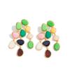 Bohemian Colored Acrylic Diamond Stud Earrings, Stylish Irregular Resin Pendant Earrings