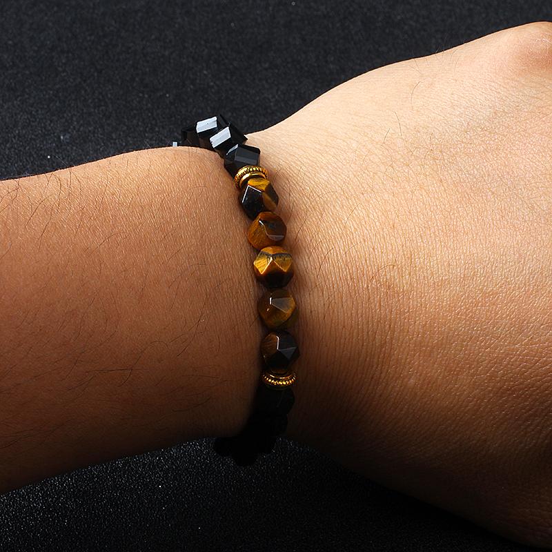 Facted Natural Obsidian Hematite Tiger Eye Beads Bracelets Men for Magnetic Health Protection Women Soul Jewelry Pulsera Hombre