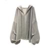 Korean Style Loose Lantern Sleeve Lightweight Plus Size Hooded Jacket for Women