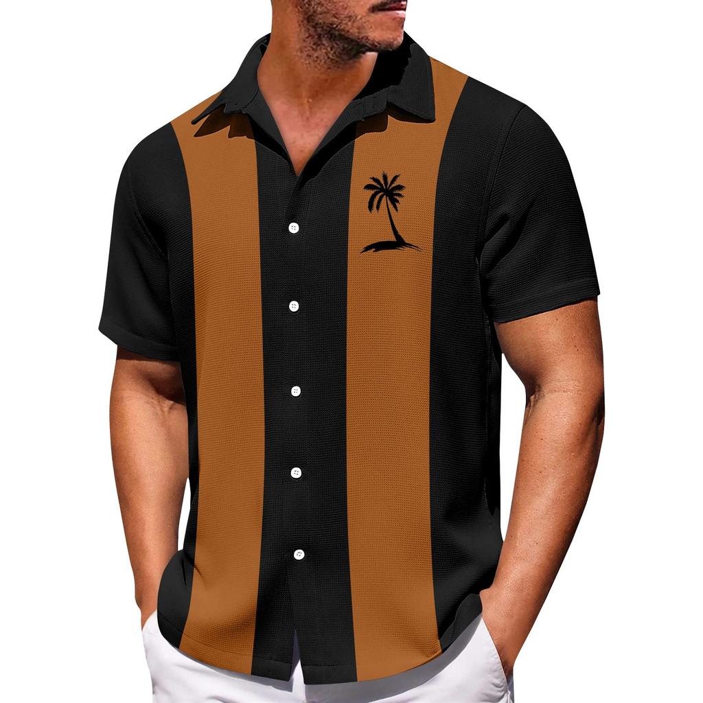 Men's Hawaiian Printed Button Short Sleeve Shirts Men's Casual Fashion Short Sleeve Shirts