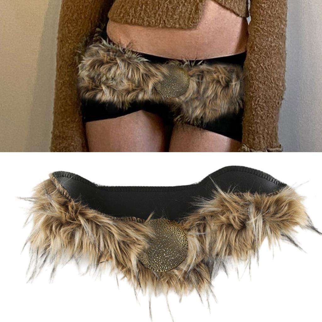 Trendy Adjustable Belt Autumn Winter Versatile PU Leather Waist Band for Women with Unique Metal Buckle Furry Decors