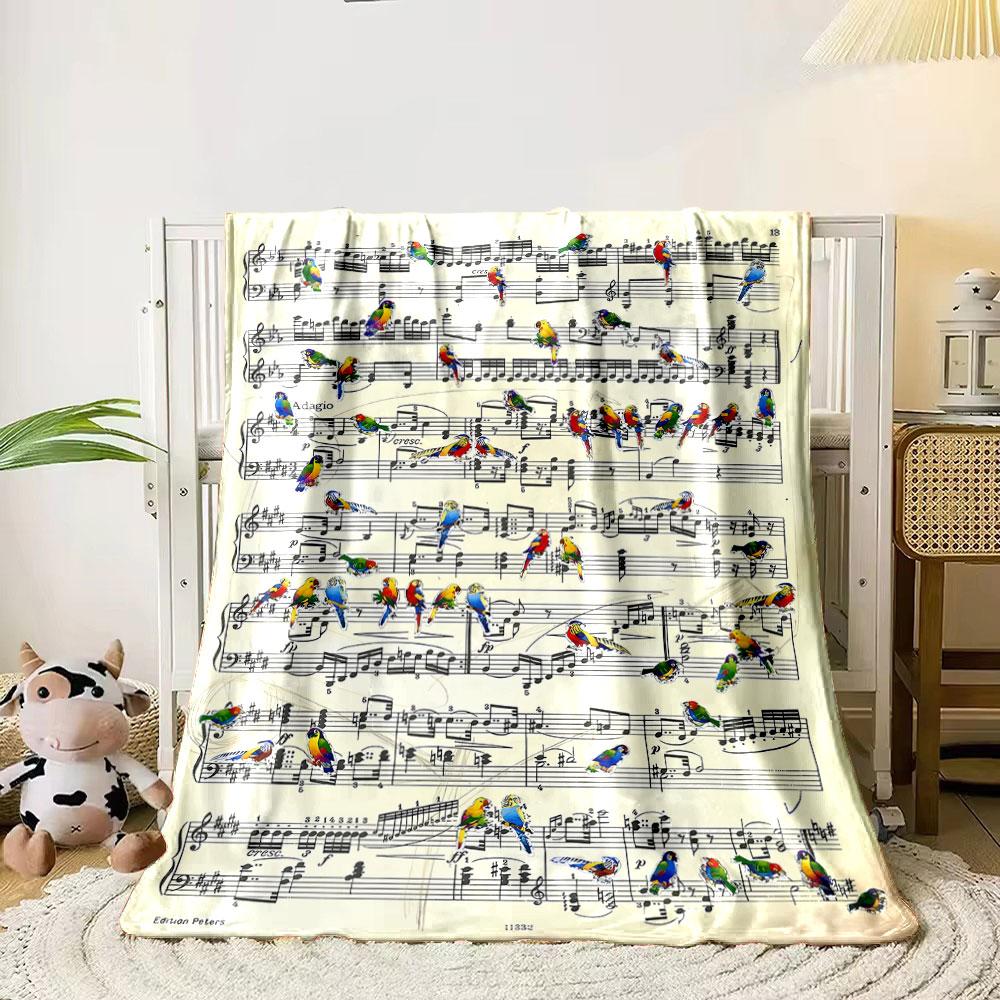 Parrot Music Note Blanket Bedroom Blanket for Livingroom Couch Lunch Break Soft Throw for Friend's Festival Gift