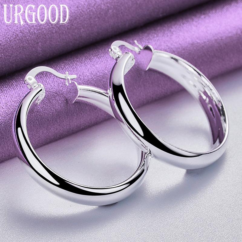 925 Sterling Silver 35mm Round Earrings Gift Party Fashion Jewelry