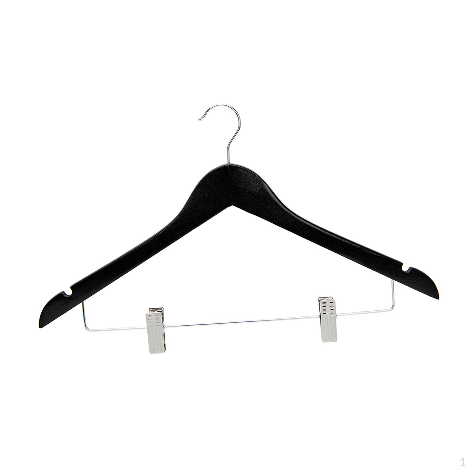 

Вешалка для одежды с зажимами для шкафа, нескользящая, прочная, из дерева для пальто Black