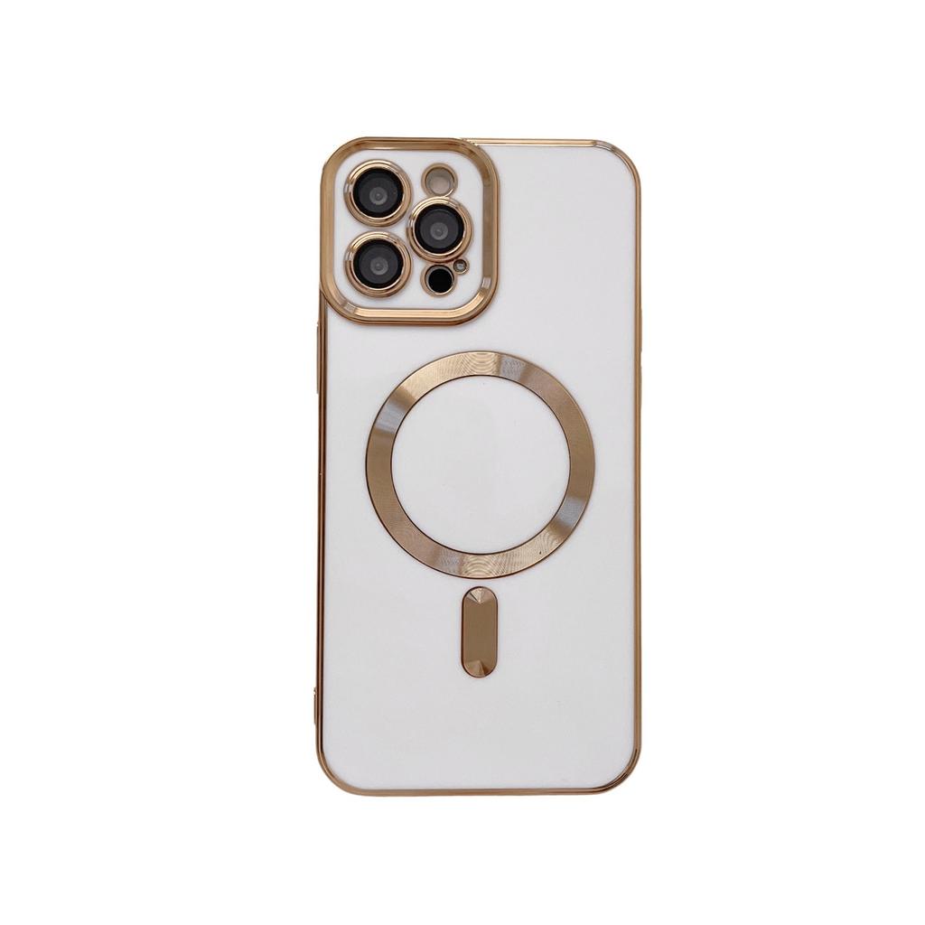 For IPhone 16 Solid Color Electroplated Magnetic Case for Apple 15 Promax All Inclusive 14pm with Lens Film