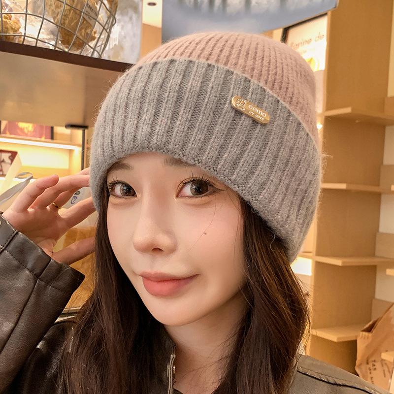 Wool Hat Women's Autumn and Winter Big Head Circumference Thickened Warm Ear Protection Hat Knitted New