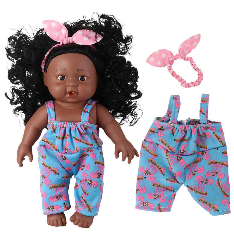 

12-дюймовая черная кукла, имитация младенца, виниловая кукла, детская игрушка, мягкая резиновая кукла реборн 27Cm