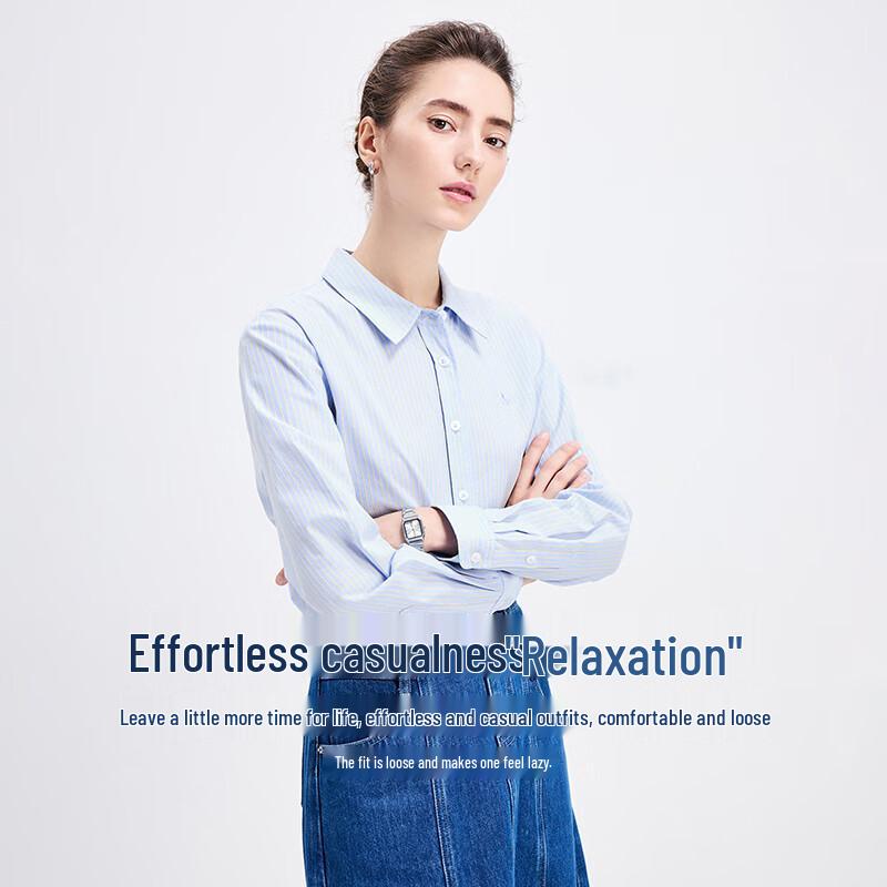 Navigare Women's Pure Cotton Striped Long Sleeve Shirt