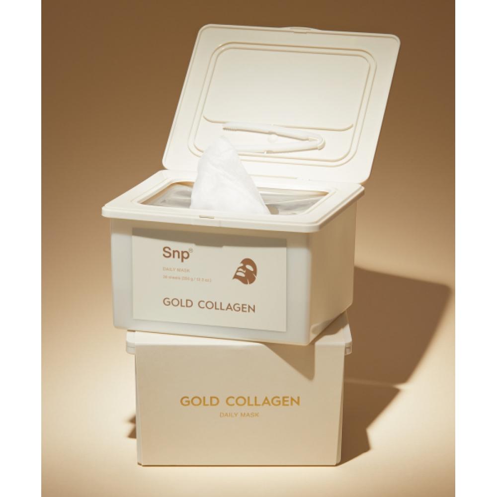 Snp [2Pack] Gold Collagen Daily Extraction Mask Pack  Firming  Moisturizing  Wrinkle Wrinkles  30 Sheets+30 Sheets FREE