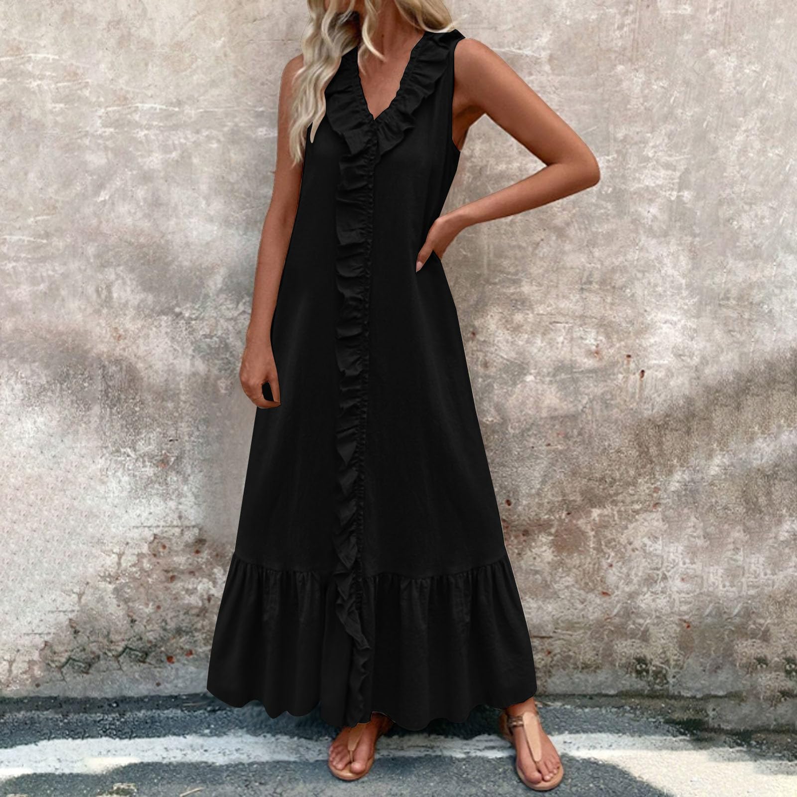 Women s Casual And Fashionable -color Dress M чёрный