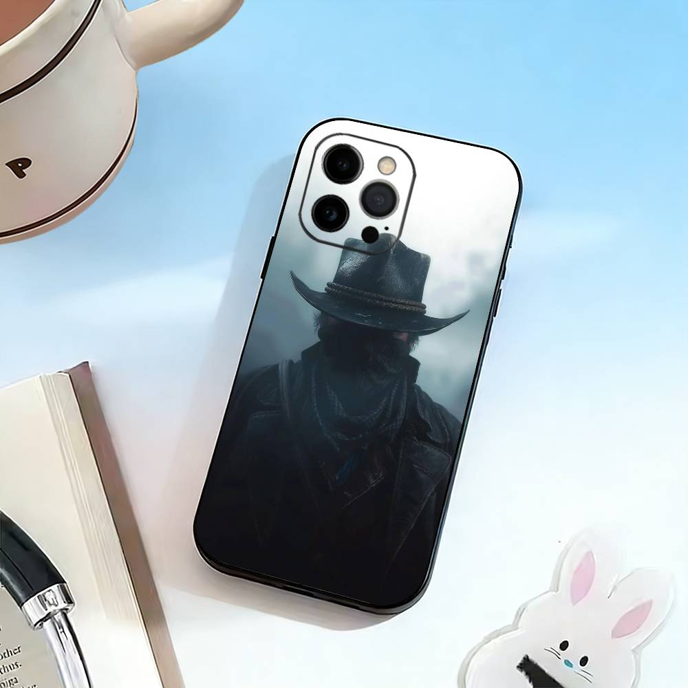 RDR2-Arthur Morgan Custodia per Telefono Per iPhone 17, 16,15,14,13,12,11 Plus,Pro Max, Altri Copertura Morbida Nera