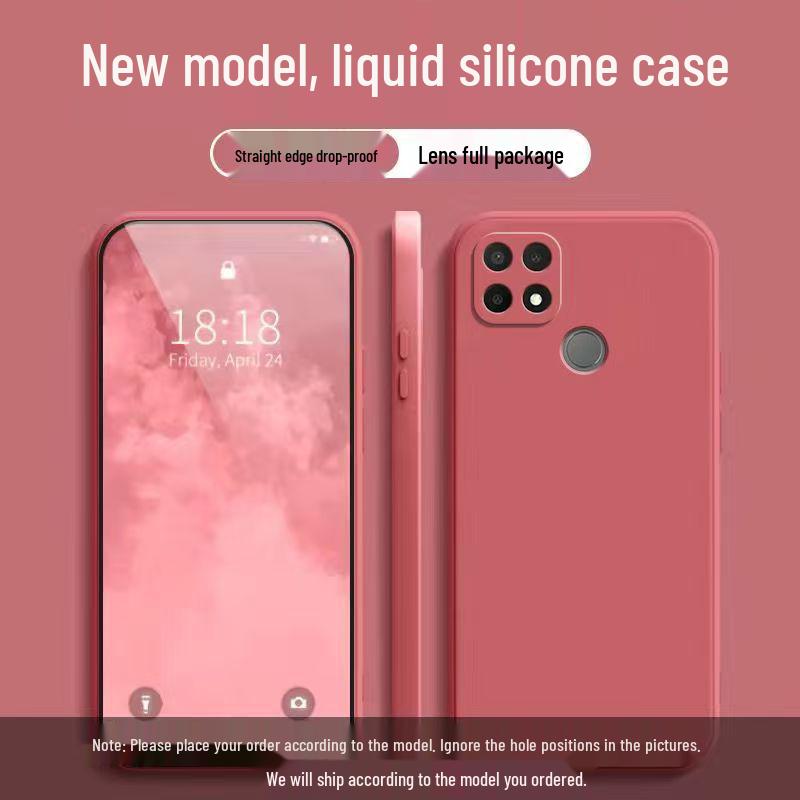 Realme V3 Phone Case: Solid Color, Liquid Full Coverage, Drop Protection, Straight Edge, Soft Shell.